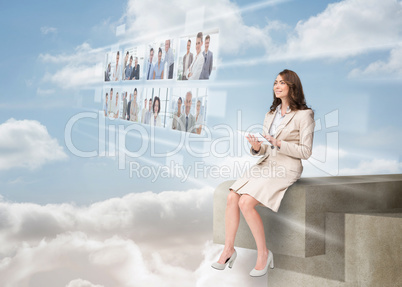 Businesswoman using futuristic interface