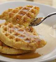 Waffles With Marple Syrup And Honey