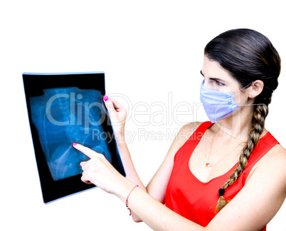 student looking at an x ray image