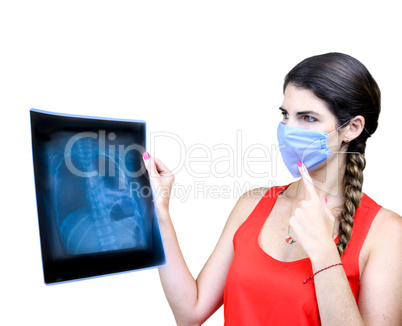student looking at an x ray image