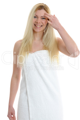 blond with towel