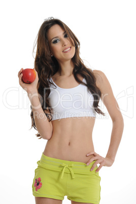 sporty girl with apple