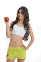 sporty girl with apple