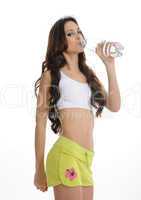 sexy woman is drinking water