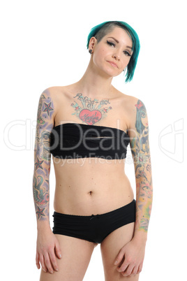 punk woman in black underwear
