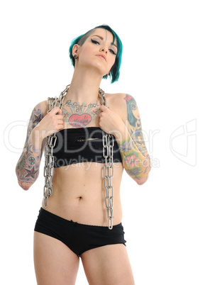 young punkgirl with chain