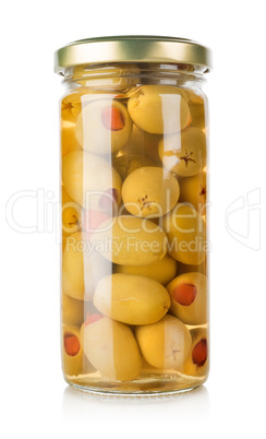 Olives in a glass jar