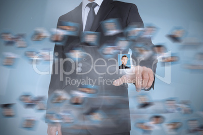 Businessman presenting profile picture