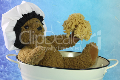 Teddybär in der Badewanne