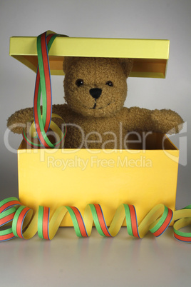 Teddybär in einem Geschenkkarton