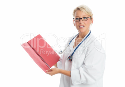 Ärztin mit roter Mappe