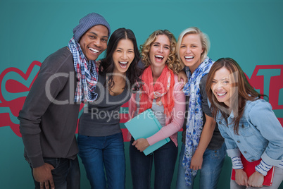 Group of smiling friends posing together