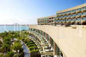 the modern luxury hotel on palm jumeirah man-made island, dubai,