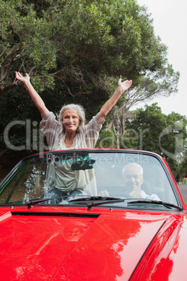 Smiling mature couple having a ride together