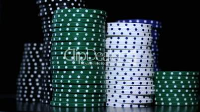 The difference color of casino chips.