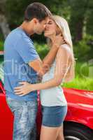 Loving couple kissing passionately