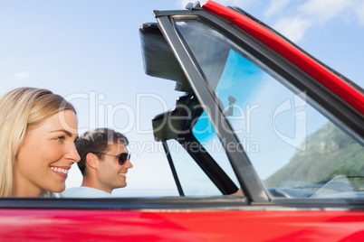 Cheerful couple going on holidays together