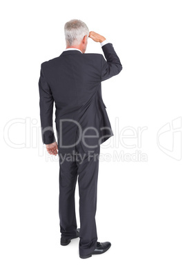 Rear view of mature businessman looking away