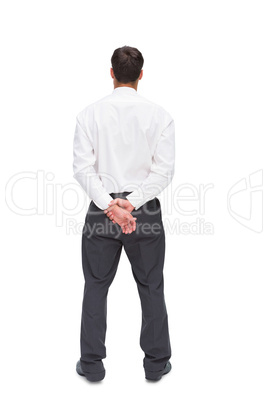 Businessman turning his back to camera