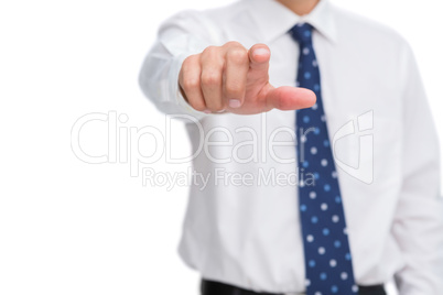 Close up on classy businessman pointing finger