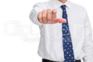 Close up on classy businessman pointing finger