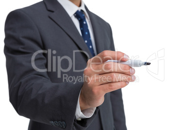 Classy businessman holding a marker
