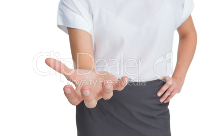 Businesswoman presenting her empty hand