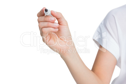 Female hand holding black whiteboard marker