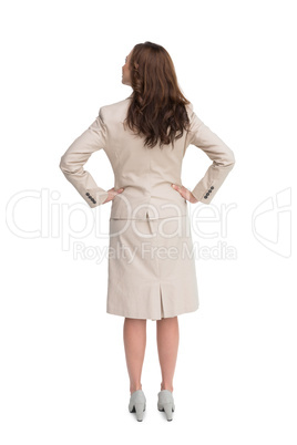 Rear view of businesswoman standing