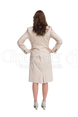 Businesswoman standing back to camera Businesswoman standing back to camera