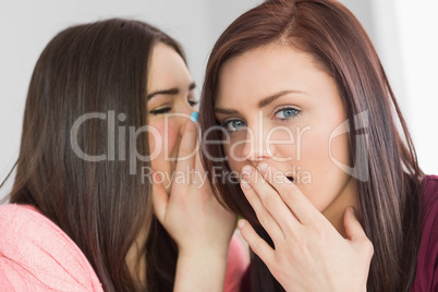 Two young girls sharing secrets
