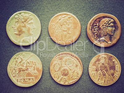 retro look roman coins