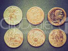 retro look roman coins