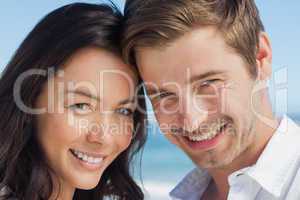 Close up view of couple smiling at camera