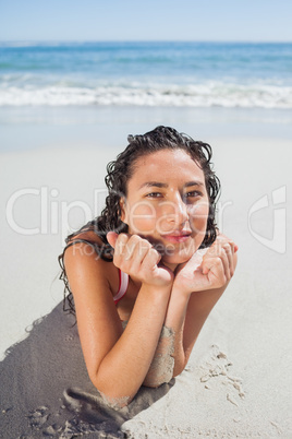 Woman lying down at beach