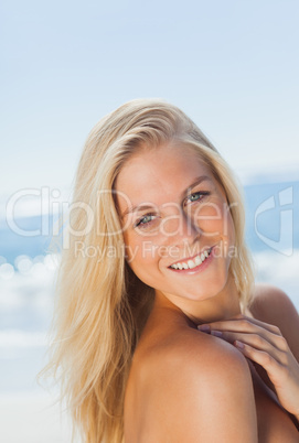 Blonde woman at the beach