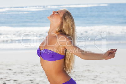 Blonde woman enjoying the sun