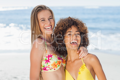 Two smiling friends posing together