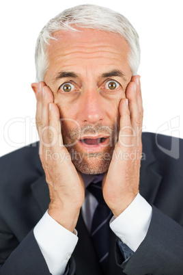 Upset businessman looking at camera