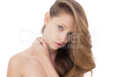 Pretty brunette model posing looking at camera