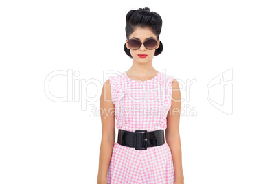 Serious black hair model wearing sunglasses