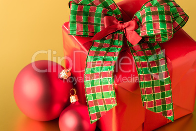 Red Christmas present and decoration gift card