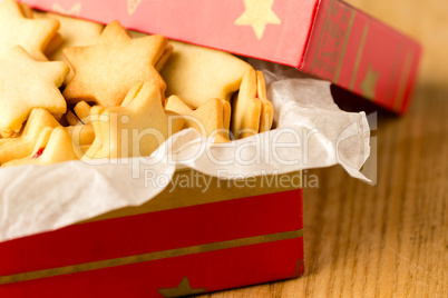 Christmas cookies star in red decoration box