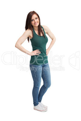 Cheerful casual woman posing