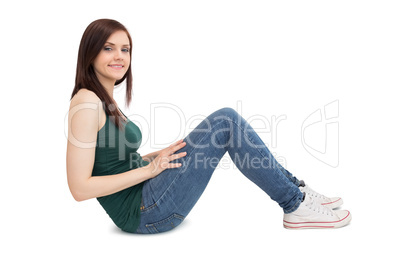 Smiling attractive brunette sitting