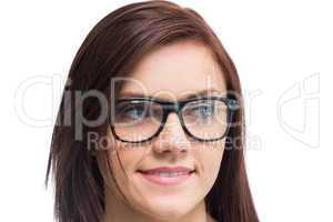 Cheerful young woman wearing glasses posing