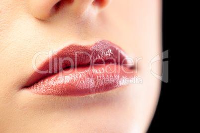 Close up on beautiful models lips