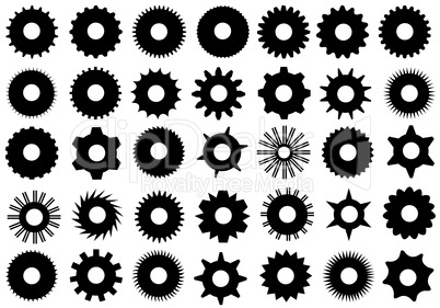 Different Gear Shapes Isolated