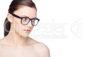 Relaxed natural model wearing classy glasses