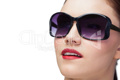 Sensual model wearing classy sunglasses